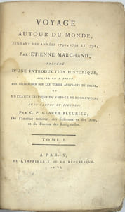 Voyage autour du monde, pendant les années 1790, 1791, et 1792, précédé d’une introduction historique ; auquel on a joint des recherches sur les terres australes de Drake, et un examen critique du voyage de Roggeween…..
