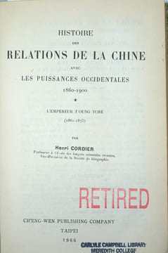 Histoire des Relations de la Chine avec les Puissances Occidentales 1860-1900, l’empereur T’oung-Tché
. CORDIER (Henri)
