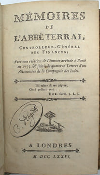 Mémoires de l'abbé Terrai, controlleur-général des finances.
. COQUEREAU (Jean-Baptiste)