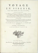Voyage En Sibérie : Contenant Des Mœurs, Les Usages Des Russes, Et L'Etat Actuel De Cette Puissance ; La Description Géographique Et Le Nivellement De La Route De Paris a Tobolsk … Description du Kamtchatka…Par m. Kracheninikow
 by CHAPPE D'AUTEROCHE (J-B.), KRACHENINIKOW (F.)
 - Image 6