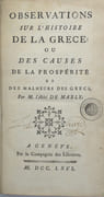 Observations sur l'histoire de la Grèce ; ou des causes de la prospérité et des malheurs des Grecs. 

 par MABLY (Gabriel Bonnot, Abbé de)
 - Image 2