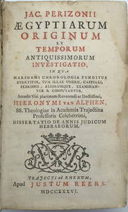 Aegyptiarum originum et temporum antiquissimorum investigatio, in qua Marshami chronologia funditus evertitur, tum illae Usserii, Cappelli, Pezronii, aliorumque examinantur et confutantur. 
