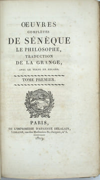 Œuvres complètes de Sénèque le philosophe. Traduction par La Grange avec le texte en regard.
. SÉNÈQUE (Lucius Annaeus Seneca), La GRANGE ...
