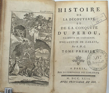 Histoire de la découverte et de la conquête du Pérou. Traduit de l'espagnol par S.D.C. Tome 1 seul.
