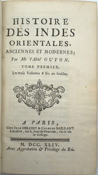 Histoire des Indes orientales, anciennes et modernes.
. GUYON, abbé Claude-Marie