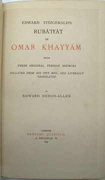 Edward Fitzgerald's Rubaiyat of Omar Khayyam with Their Original Persian Sources, Collated from His Own Mss., and Literally Translated.
. FITZGERALD ...