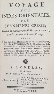VOYAGE AUX INDES ORIENTALES. GROSE JEAN HENRI
