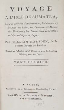 VOYAGE A L'ILE DE SUMATRA. MARSDEN