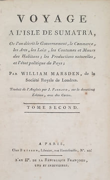 VOYAGE A L'ILE DE SUMATRA. MARSDEN