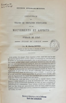 INFLUENCE DES TRACES DE CERTAINES SUBSTANCES SUR LES MOUVEMENTS ET ASPECTS DE LA SURFACE DE L'EAU. RITTER CHARLES
