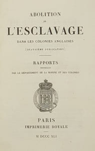 ABOLITION DE L'ESCLAVAGE DANS LES COLONIES ANGLAISES