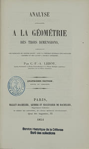 ANALYSE APPLIQUEE A LA GEOMETRIE DES TROIS DIMENSIONS