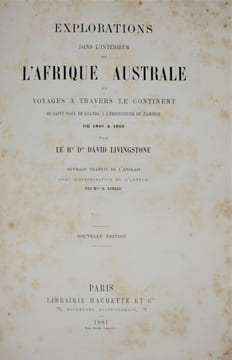 EXPLORATIONS DANS L’INTÉRIEUR DE L'AFRIQUE AUSTRALE. LIVINGSTONE DAVID