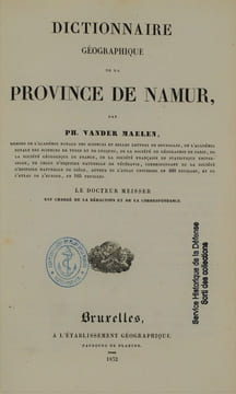 DICTIONNAIRE GEOGRAPHIQUE DE LA BELGIQUE. VANDER MAELEN PHILIPPE