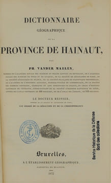 DICTIONNAIRE GEOGRAPHIQUE DE LA BELGIQUE. VANDER MAELEN PHILIPPE