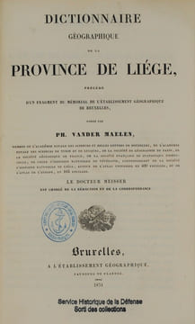 DICTIONNAIRE GEOGRAPHIQUE DE LA BELGIQUE. VANDER MAELEN PHILIPPE