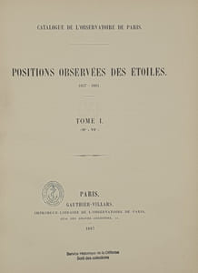 CATALOGUE DE L'OBSERVATOIRE DE PARIS
ETOILES OBSERVEES 
ET
POSITIONS OBSERVEES
