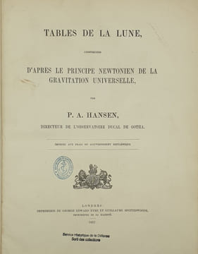 TABLES DE LA LUNE. HANSEN PETER ANDREAS