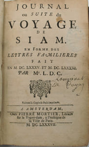 JOURNAL OU SUITE DU VOYAGE DE SIAM. En forme des lettres familières fait en 1685 et 1686 par M. L. D. C.