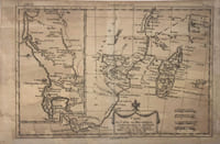 Carte du canal de Mosambique contenant l'isle de Madagascar avec les cotes d'Afrique depuis le Cap de Bonne Esperance jusqu'a Melinde