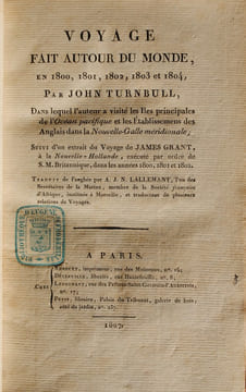 voyage autour du monde et à la nouvelle hollande. turnbull et grant
