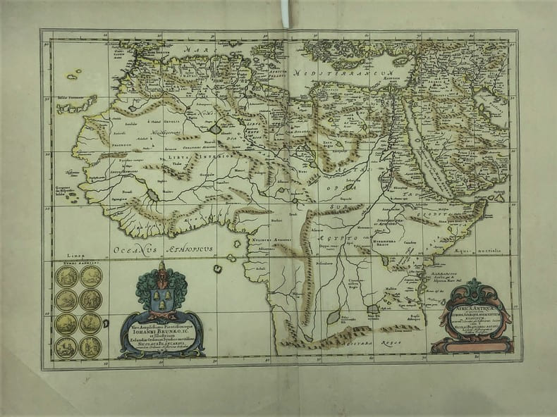 Africae Antiquae, et quarundam Europae Asiaeque Adiacentium Regionum, accurata delineatio, ad Historiarum lucem edita a Nicolao Blancardo, Batavo, ...