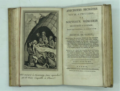 Journal de l'adjudant-général Ramel, commandant de la Garde du Corps Législatif de la République Française, l'un des déportés à la Guiane après le 18 fructidor relié avec Anecdotes secrètes sur le 18 fructidor et nouveaux mémoires des déportés a la Guiane ,écrits par eux-mêmes, et faisant suite au Journal de Ramel 
