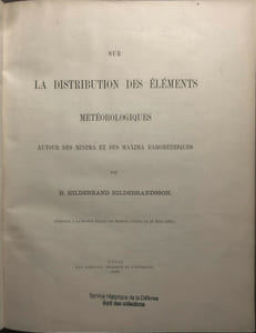 Sur la distribution des éléments météorologiques autour des minima et des maxima barométriques par  H.-HILDEBRAND  HILDEBRANDSSON