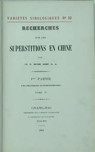 Recherches sur les superstitions en Chine. 
