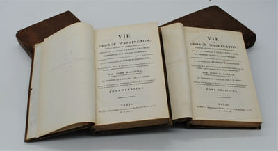 Vie de George Washington, général en chef des armées américaines, et président des États-Unis d'Amérique... précédée d'un Précis de l'histoire des Colonies fondées par les Anglais sur le continent de l'Amérique Septentrionale... et trad. de l'anglais par P. F. Henry, orné du portrait de Washington, de vues et de 12 cartes... 