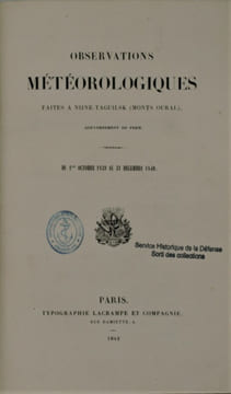 Observation Météorologiques faites a Nijné-Taguilsk (Monts Oural). Gouvernement de Perm. .. undefined
