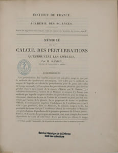 Mémoire sur le calcul des perturbations qu'éprouvent les comètes , Extrait du Suppléments aux comptes rendus des séances de l’académie des sciences, tome 1er