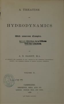 A Treatise on hydrodynamics, with numerous examples . BASSET, A. B.