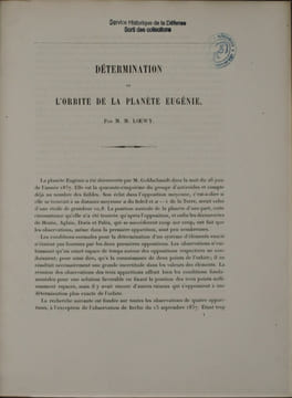 Détermination de l'orbite de la planète Eugénie. LOEWY , Maurice