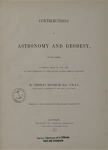 Contributions to Astronomy and Geodesy, Forming Part of Vol XX of the Memoirs of the Royal Astronomical Society
and
Contributions to Astronomy and Geodesy, Forming Part of Vol XXI of the Memoirs of the Royal Astronomical Society, second serie