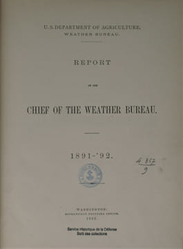 Report of the Chief of the Weather Bureau: 1891-92. U.S. department of agriculture . Weather Bureau.