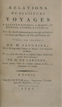 Relations de plusieurs voyages à la côte d'Afrique, à Maroc, au Sénégal, à Gorée, à Galam, etc. Avec des détails intéressans pour ceux qui se ...