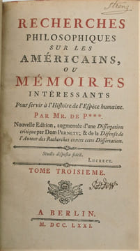 Recherches philosophiques sur les Américains, ou Mémoires intéressants pour servir à l'histoire de l'espèce humaine. . PAUW (Corneille de). 