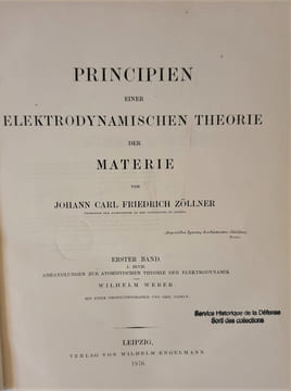 PRINCIPIEN EINER ELEKTRODYNAMISCHEN THEORIE MATERIE. ZOLLNER JOHANN CARL FRIEDRICK