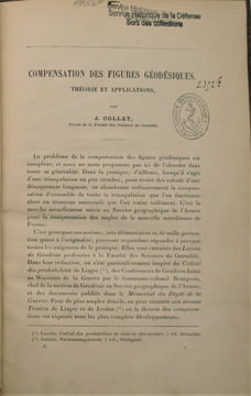 Compensation des figures géodésiques. COLLET , J.