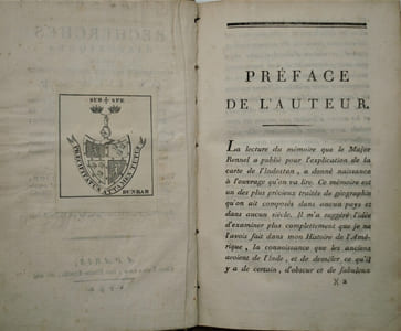 Recherches historiques sur la connoissance que les Anciens avoient de l’Inde et sur les progrès du commerce avec cette partie du monde avant la découverte du passage par le Cap de Bonne-Espérance ; suivies d’un appendix contenant des observations sur l’état civil, les loix et les formalités judiciaires, les arts, les sciences, et les institutions religieuses des indiens. 