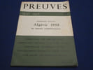 PREUVES. Revue. N&deg;87. 1958. Germaine Tillion. Alg&eacute;rie 1958 Les Ennemis compl&eacute;mentaires. COLLECTIF / GERMAINE TILLON / DENIS DE ROUGEMONT / ROGER ...