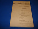 Revue: INTERPRETATION. VOL 1 . N&deg;4 Oct. D&eacute;c. 1967. POHIER / ALARY / DAVID / ROSOLATO / RAJOTTE
