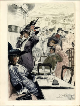 PARIS, mœurs, costumes & attitudes. 1912-1913. I. LES BARS. 1 des 30 Japon avec 5 états et 2 dessins originaux. . LOBEL-RICHE, Almery - GUILLEMOT, ...