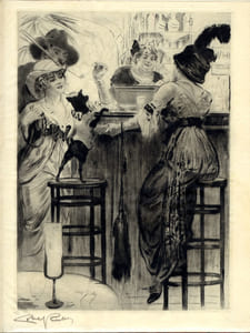 PARIS, mœurs, costumes & attitudes. 1912-1913. I. LES BARS. 1 des 30 Japon avec 5 états et 2 dessins originaux.