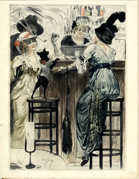 PARIS, mœurs, costumes & attitudes. 1912-1913. I. LES BARS. 1 des 30 Japon avec 5 états et 2 dessins originaux. . LOBEL-RICHE, Almery - GUILLEMOT, ...