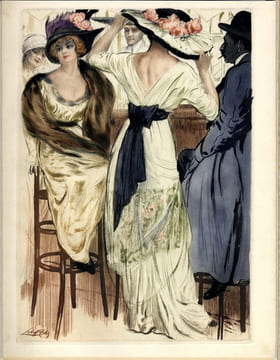 PARIS, mœurs, costumes & attitudes. 1912-1913. I. LES BARS. 1 des 30 Japon avec 5 états et 2 dessins originaux. . LOBEL-RICHE, Almery - GUILLEMOT, ...