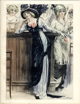 PARIS, mœurs, costumes & attitudes. 1912-1913. I. LES BARS. 1 des 30 Japon avec 5 états et 2 dessins originaux. . LOBEL-RICHE, Almery - GUILLEMOT, ...
