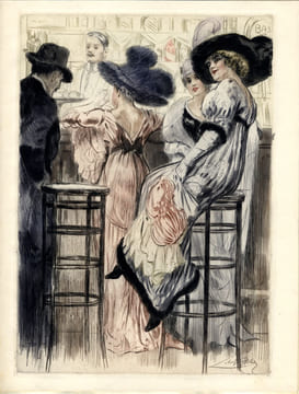 PARIS, mœurs, costumes & attitudes. 1912-1913. I. LES BARS. 1 des 30 Japon avec 5 états et 2 dessins originaux. . LOBEL-RICHE, Almery - GUILLEMOT, ...