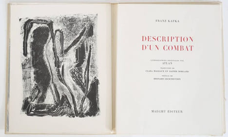 DESCRIPTION D'UN COMBAT. 16 Lithographies originales d'Atlan (1946).. KAFKA, Franz - ATLAN,Jean-Michel